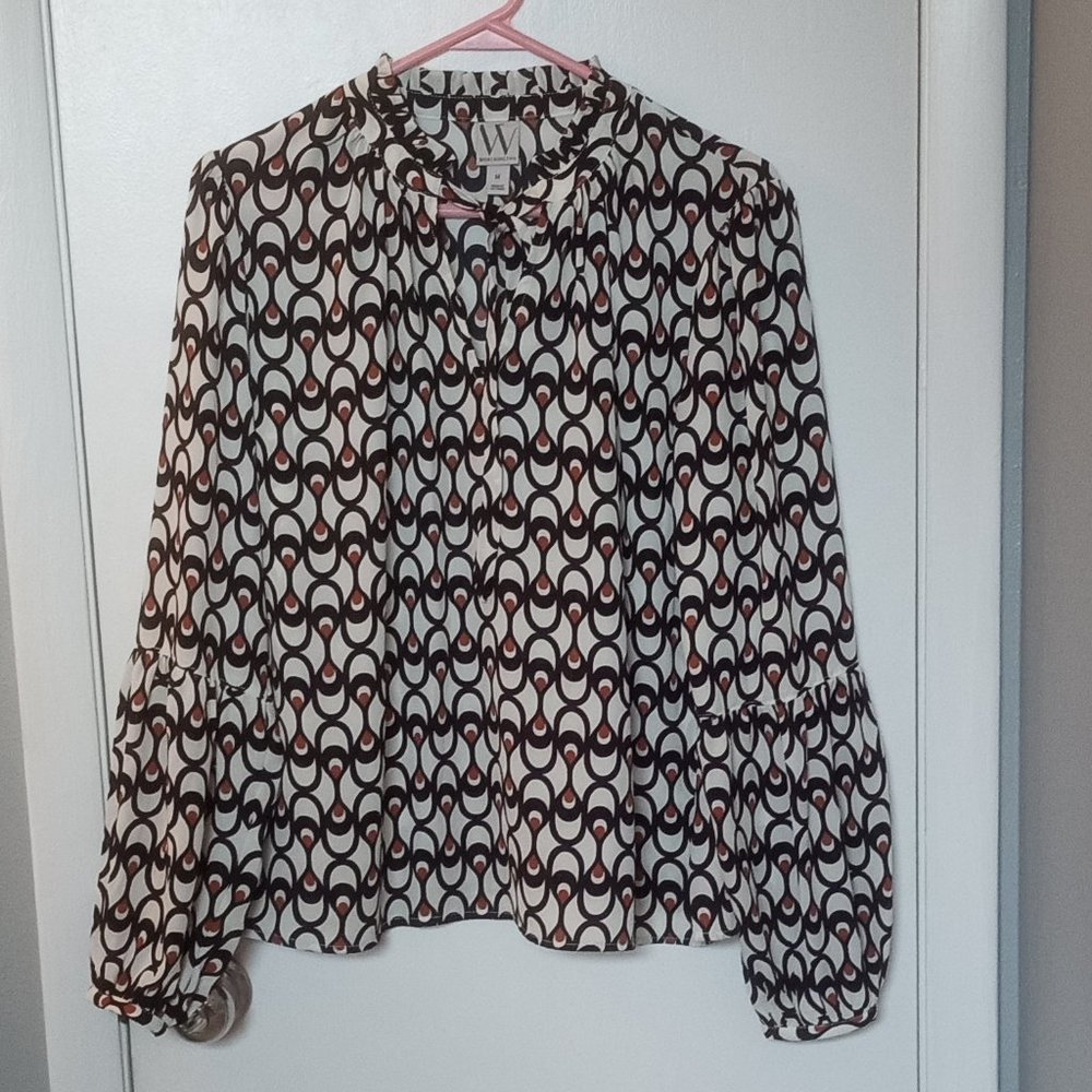 WORTHINGTON WOMEN'S DRESS BLOUSE Size M with Long partial puffy sleeves